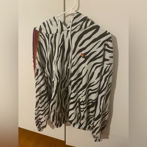 zebra print velvet stripe hoodie aviator nation